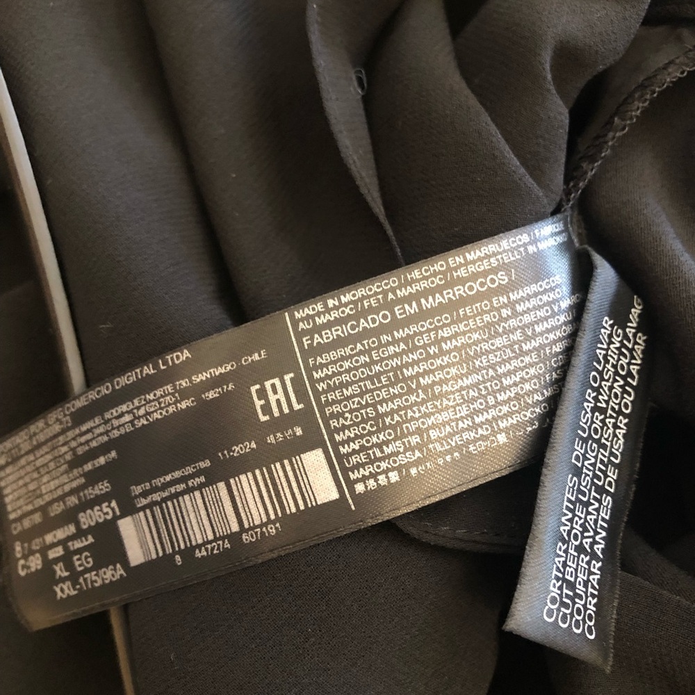 Mango belted long sleeve jumpsuit in black, Sz XL, New, crepe/chiffon - Picture 10 of 10